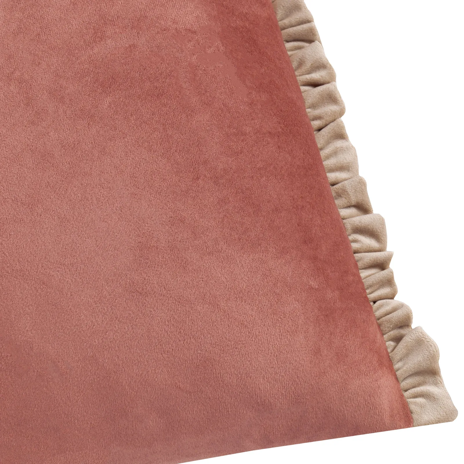 Wylder Tilly Velvet Frill Reversible Cushion in Dusty Pink 4