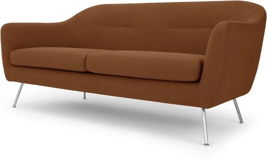 Reece 3 Seater Sofa, Mina Burnt Orange with Metal Legs 