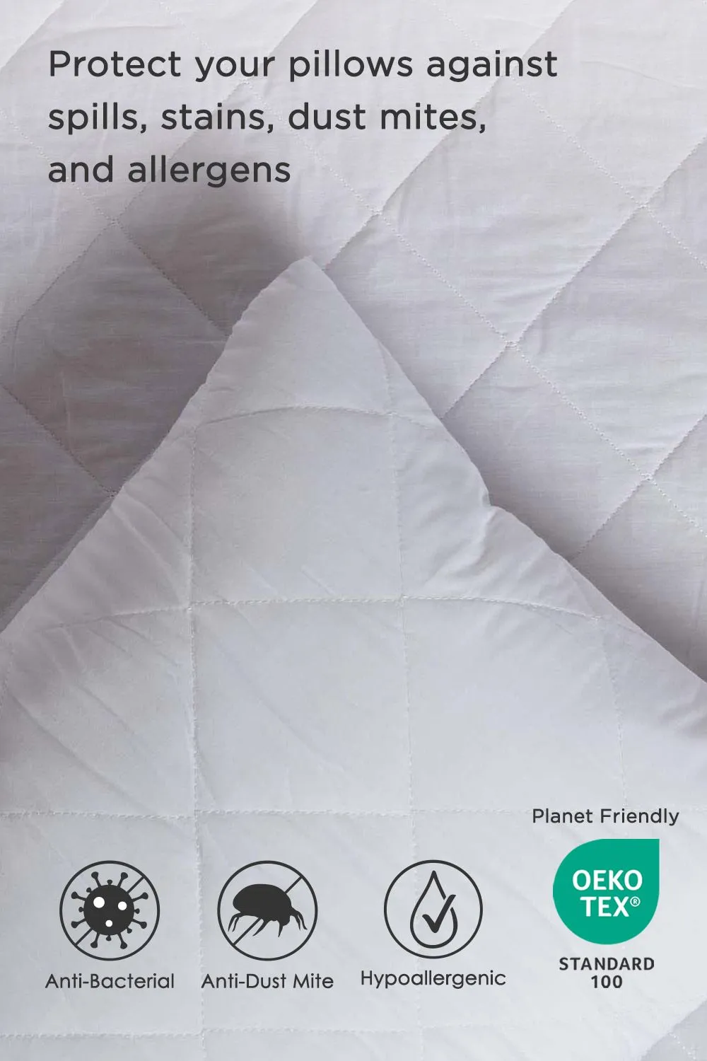 Homescapes Quilted Pillow Protector, Pack of 4 in White 5