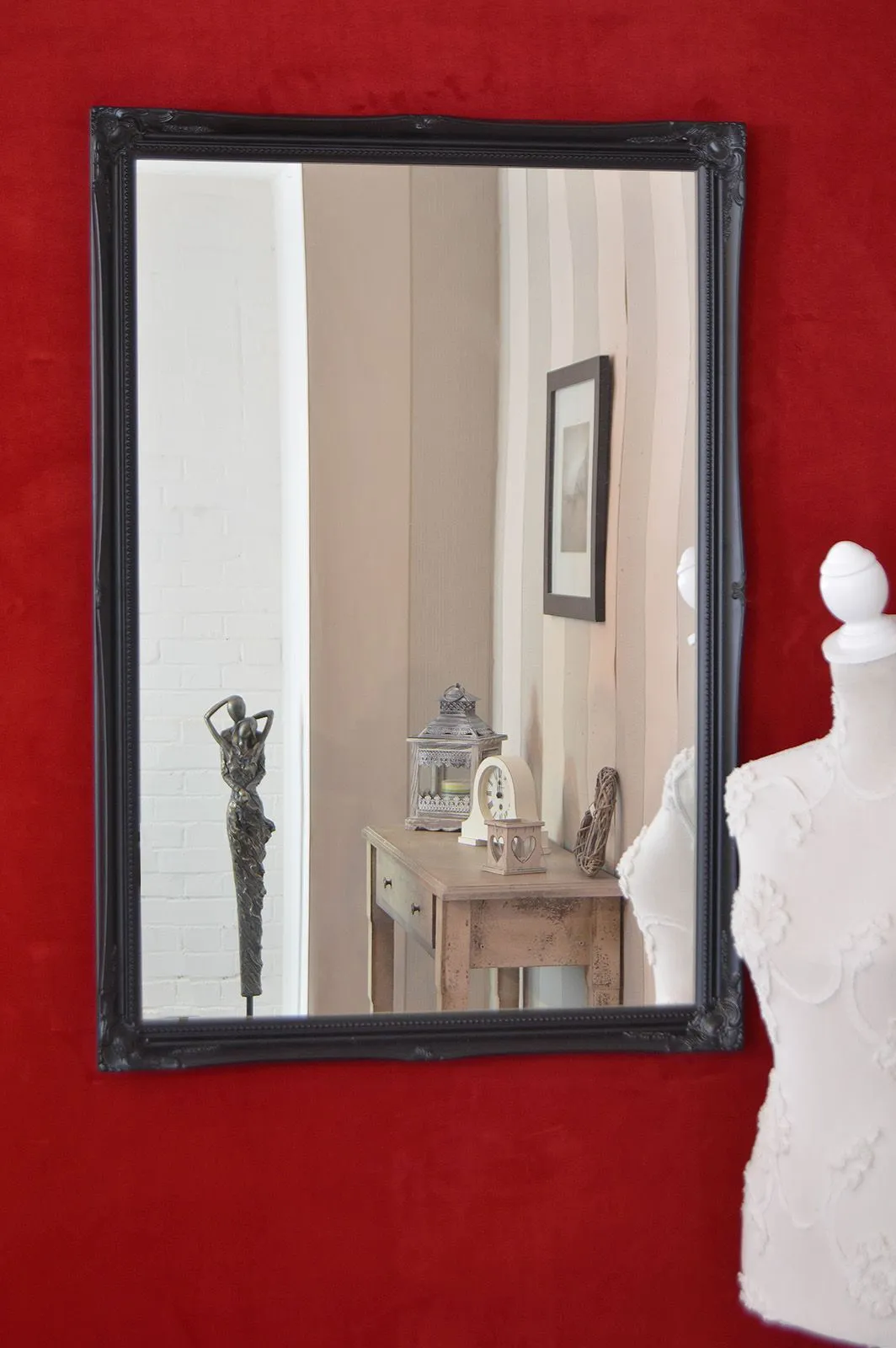 MirrorOutlet Fraser Black Beaded Dress Mirror 102cm x 72cm