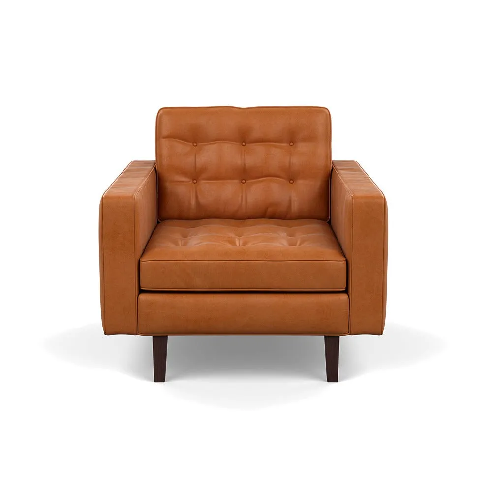 Heal's Hepburn Armchair Daino Leather Treacle Black Feet