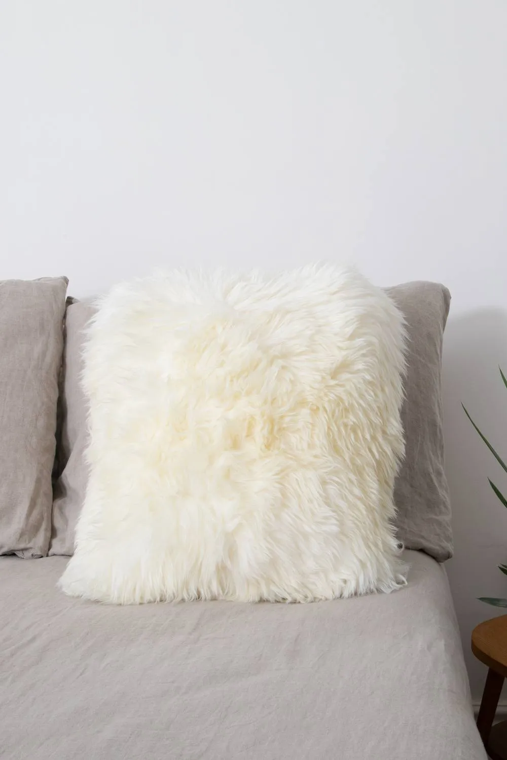Native Natural Double Sided Ivory White Sheepskin Cushion 45x45cm in Natural