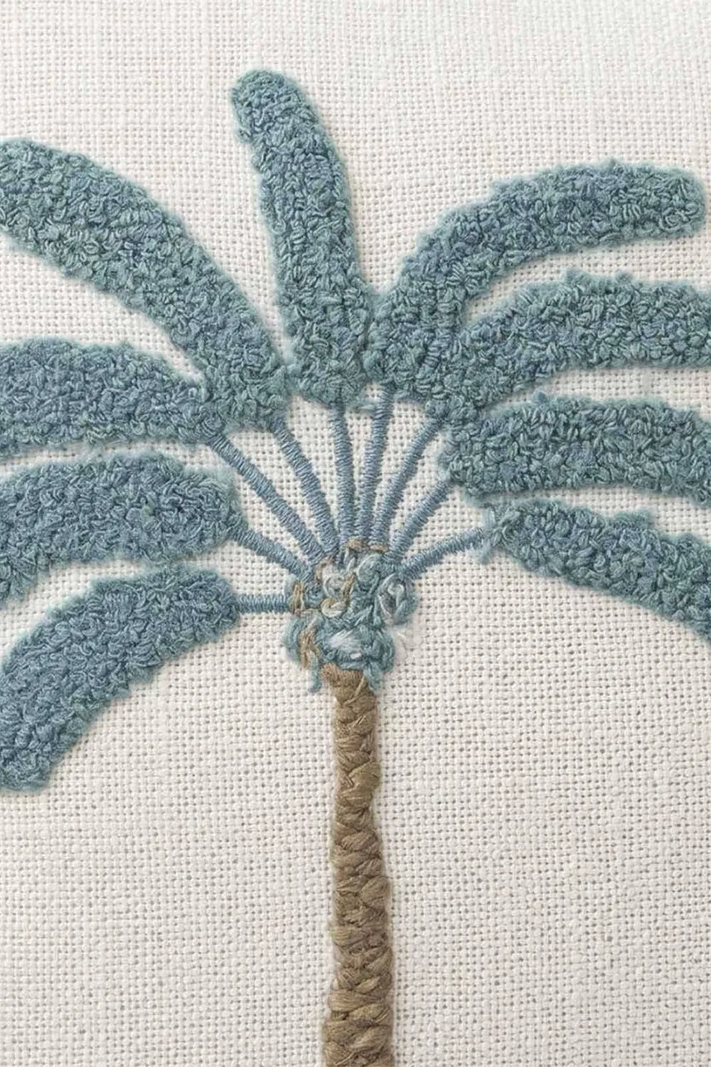 Homescapes White Embroidered Palm Cushion with Tassels, 30 x 50cm 2