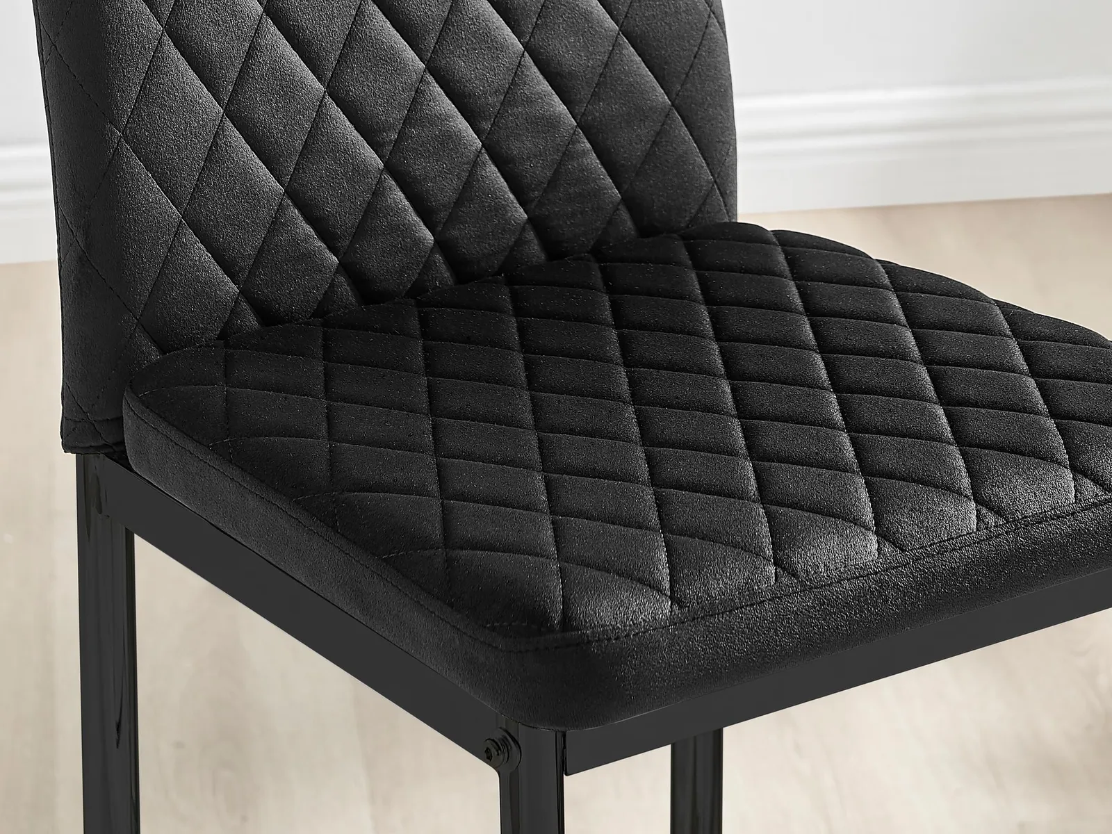 FurnitureboxUK Set of 2 Milan Soft Touch Hatched Velvet Padded Counter Stools With Black Metal Legs 6