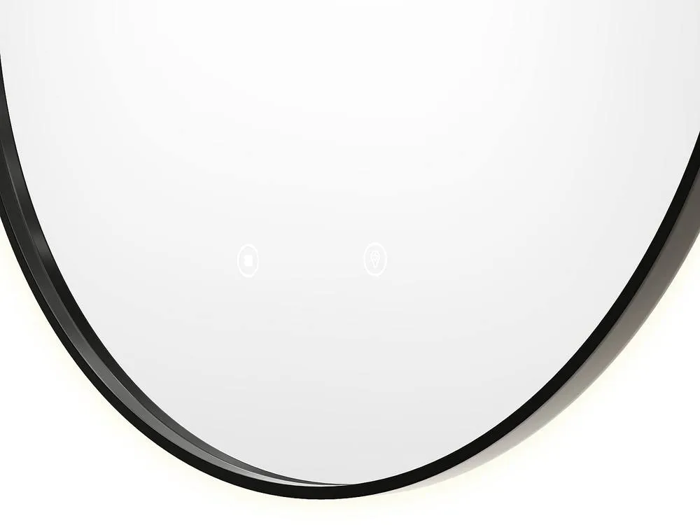 Vente-unique Round Illuminated Anti-Fog Bathroom Mirror With Black Contour - D60 Cm 6
