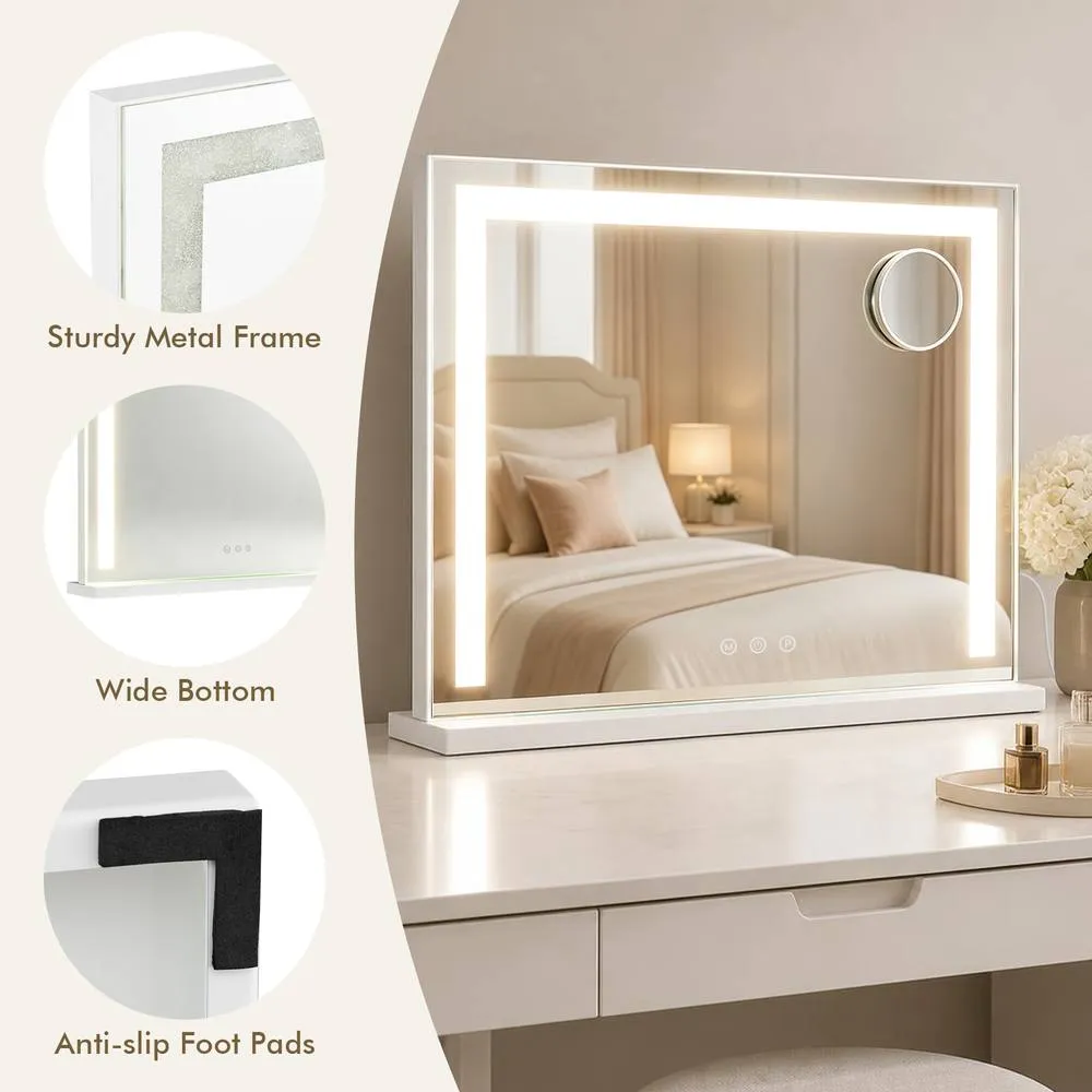Costway Crystal Vanity Mirror LED Lights White Makeup Mirror 5