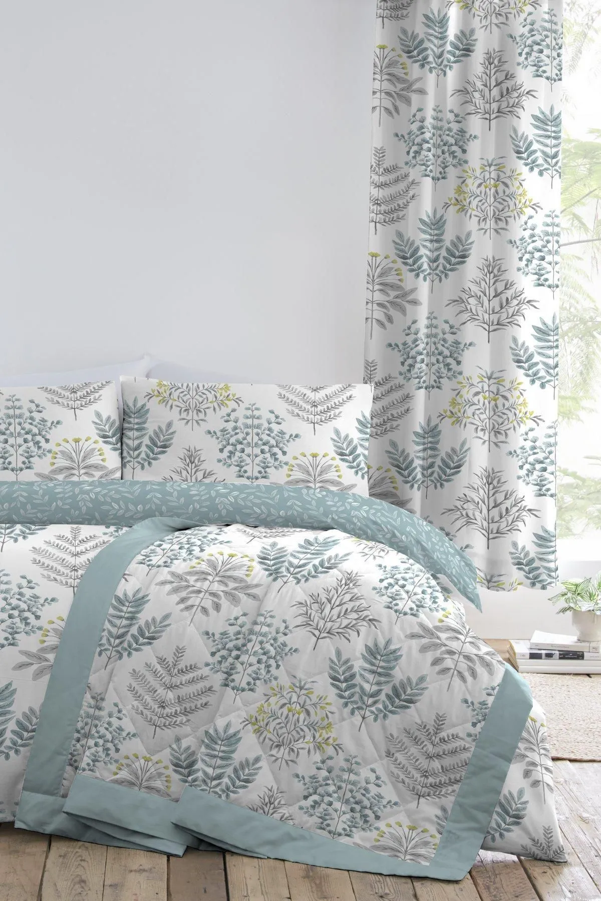 Dreams & Drapes 'Emily' Botanical Fern Print Duvet Cover Set in Duck Egg Blue 5