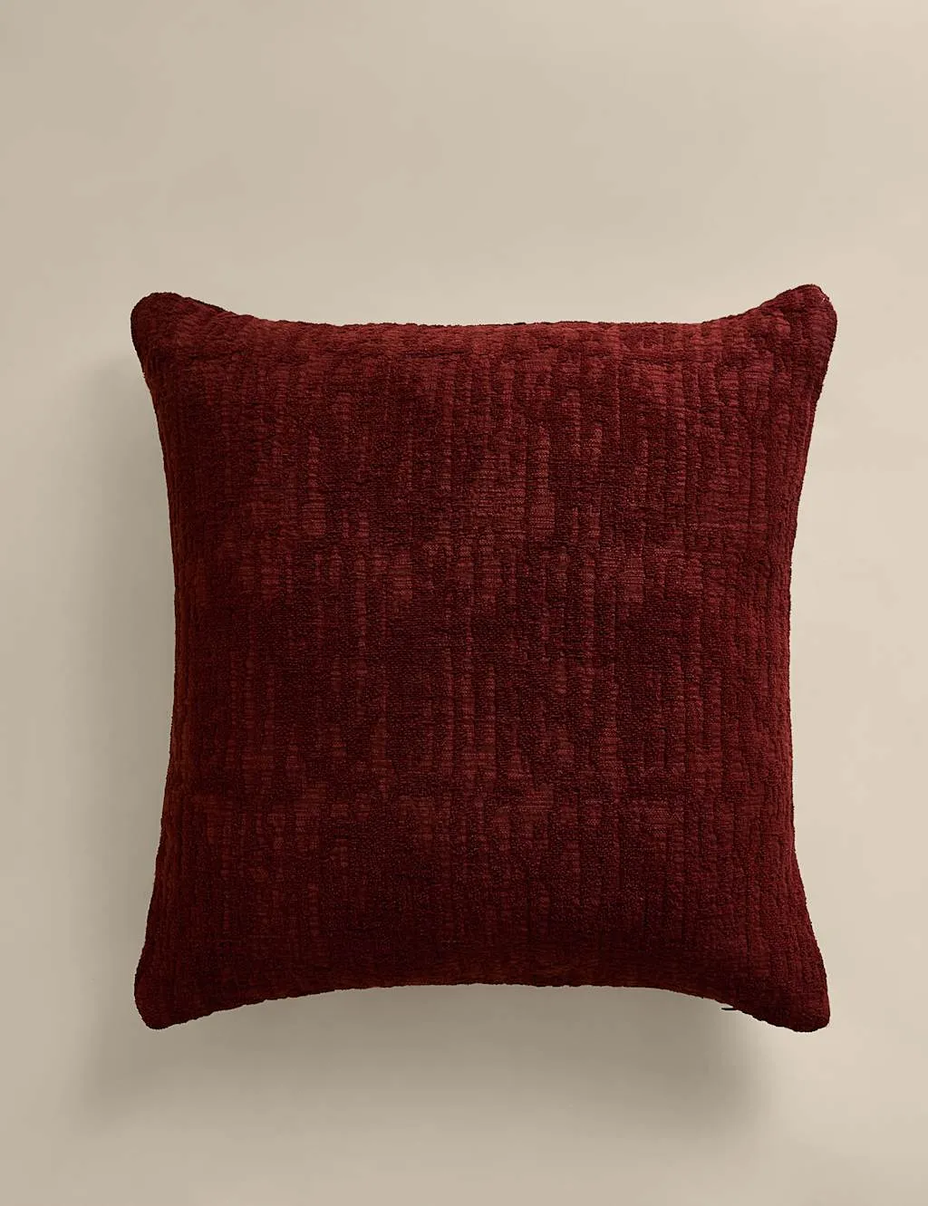 M&S Pure Cotton Chenille Jacquard Cushion Chestnut