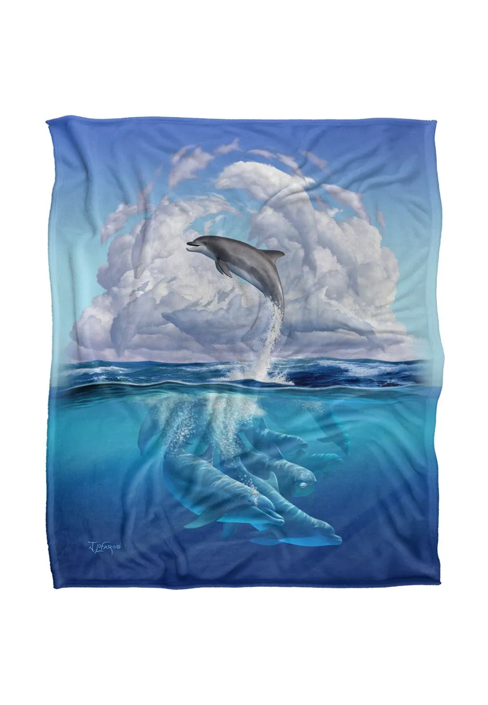 JQ Licensing Jlo Dolphin Clouds Silky Touch Super Soft Throw Blanket 152 X 127 cm in White