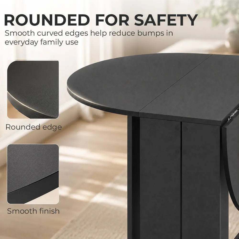 HOMCOM Drop-Leaf Folding Dining Table with Foldable Leaves, Kitchen, Black 5
