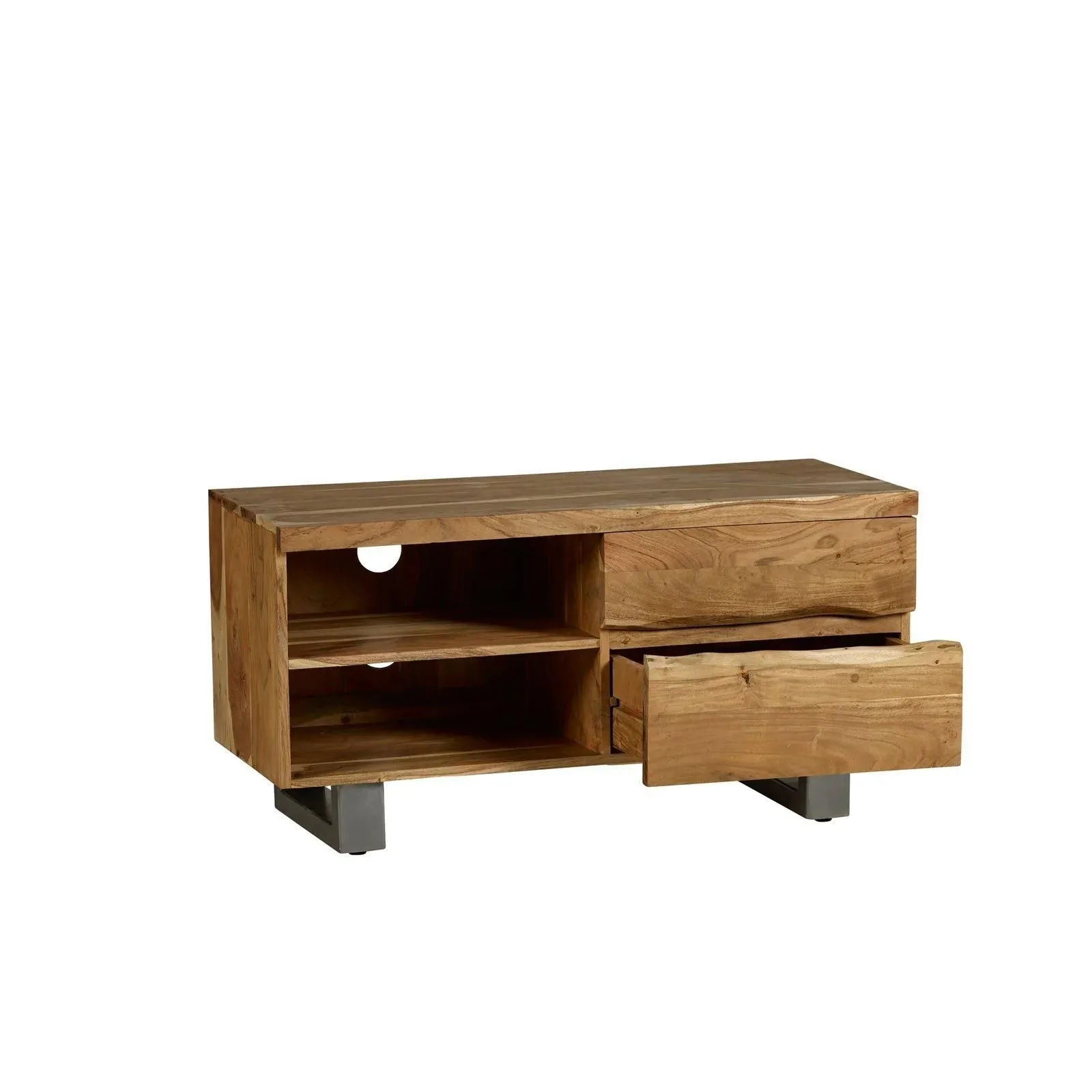 IH Design Wollaston Natural Essential Live Edge Small TV Unit in Brown 6
