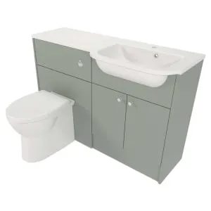 Deccado Benham Willow Green Fitted Vanity & Toilet Pan Unit Combination with RH Basin - 1200mm 2