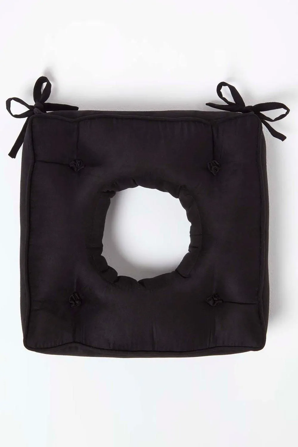 Homescapes Faux Suede Coccyx Cushion with Ties in Black 3