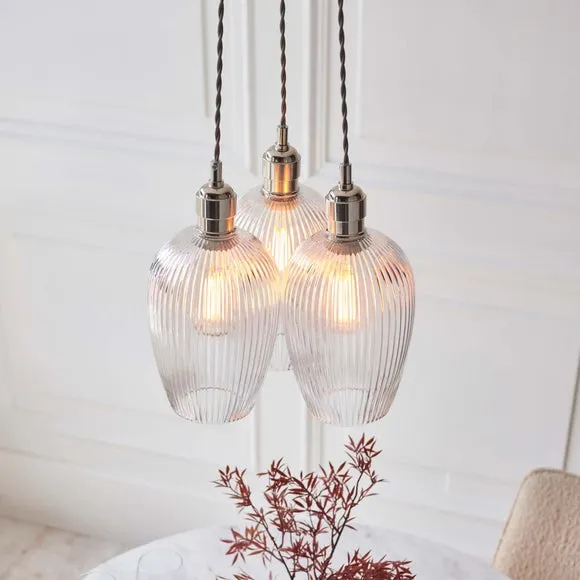 Vogue Sturt 3 Light Ribbed Adjustable Cluster Ceiling Light 2