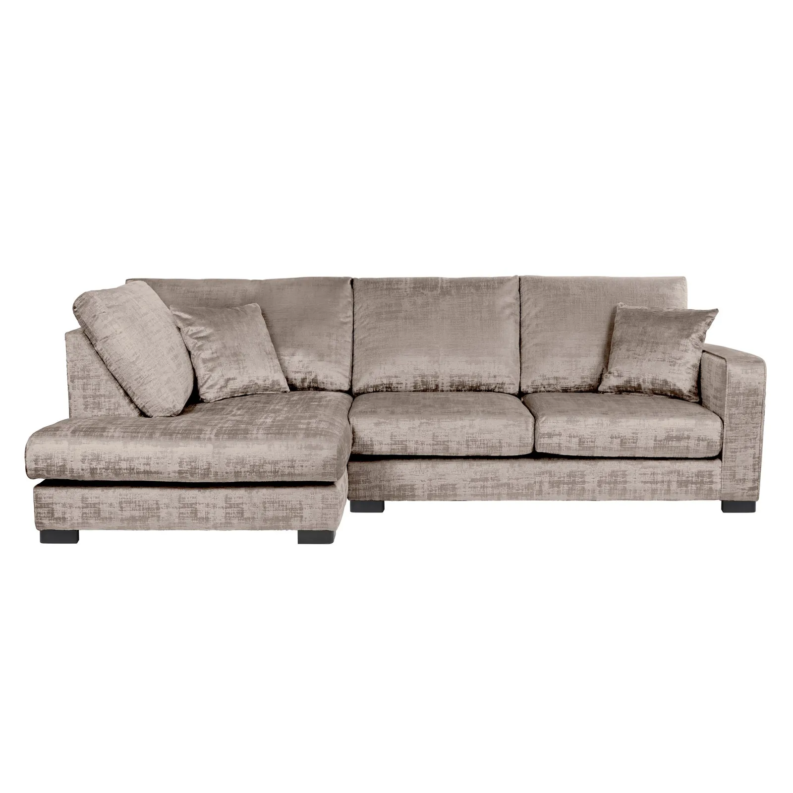 Carson Distressed Velvet Left Hand Corner Sofa Brown