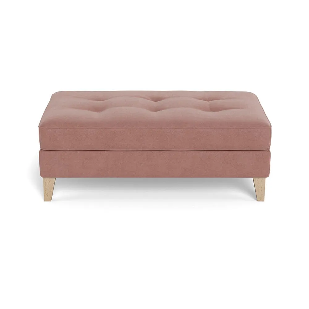 Heal's Mistral Footstool Smart Luxe Velvet Dusky Pink Natural Beech Feet