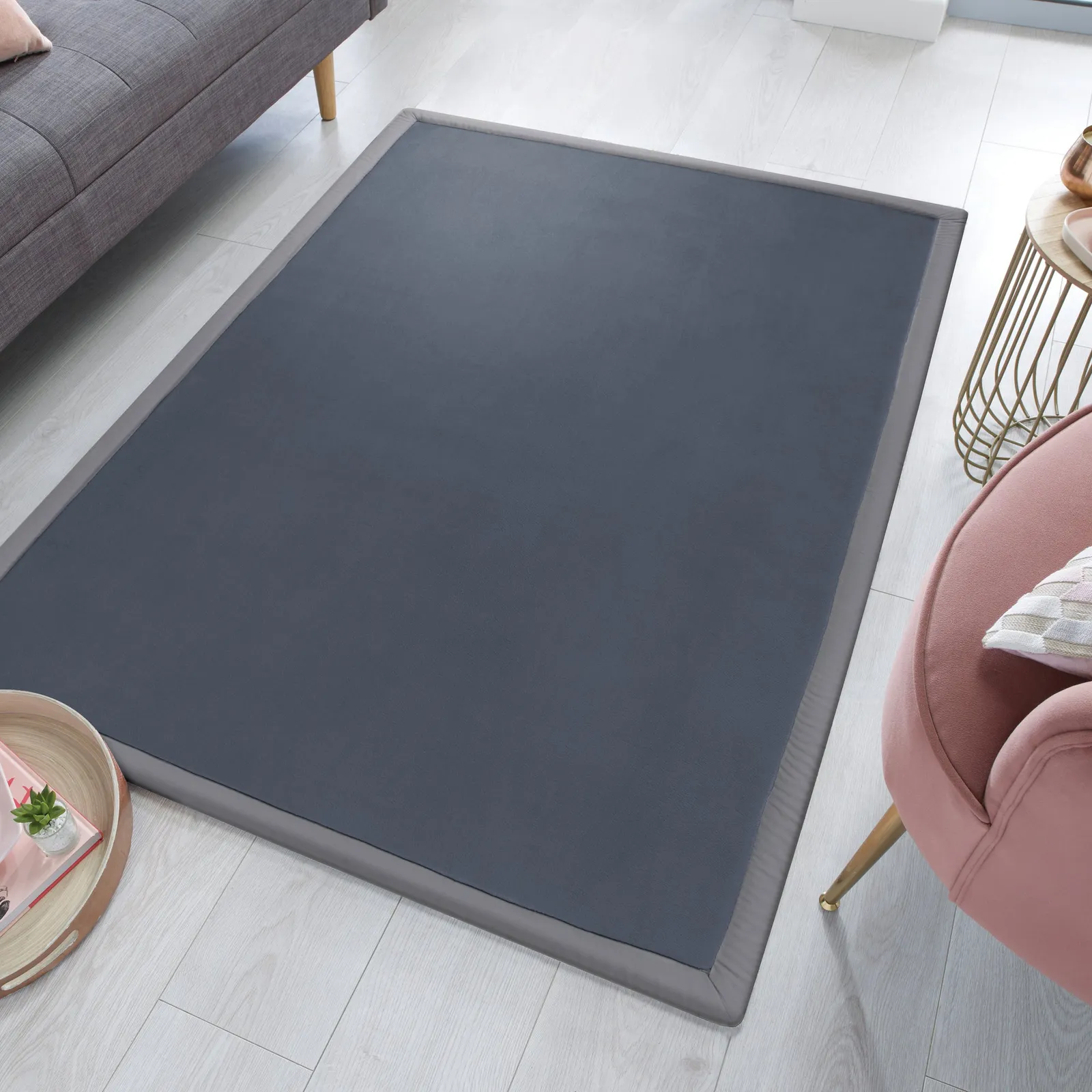 Keira Memory Foam Rug Dark Grey