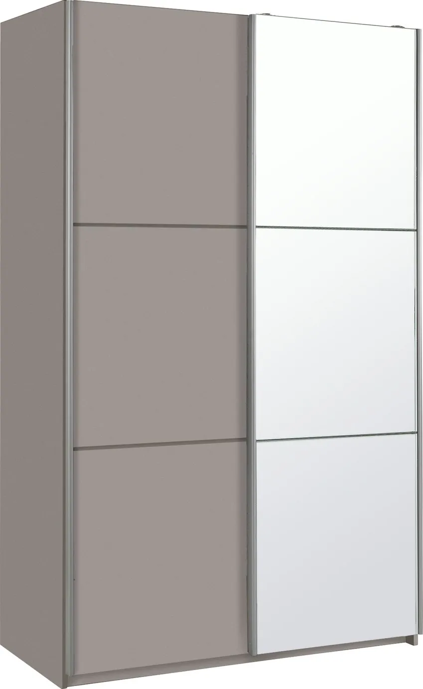Habitat Holsted Small Grey Gloss & Mirror Wardrobe