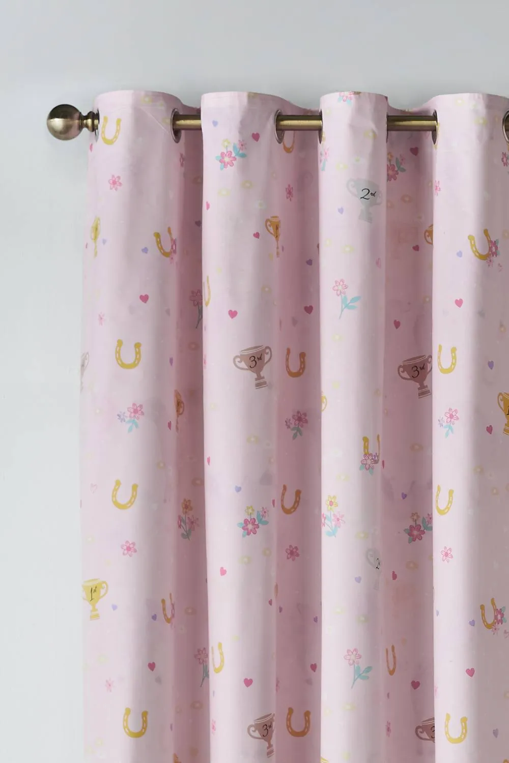 Catherine Lansfield 'Happy Horses' Fully Reversible Eyelet Curtains in Cream 4