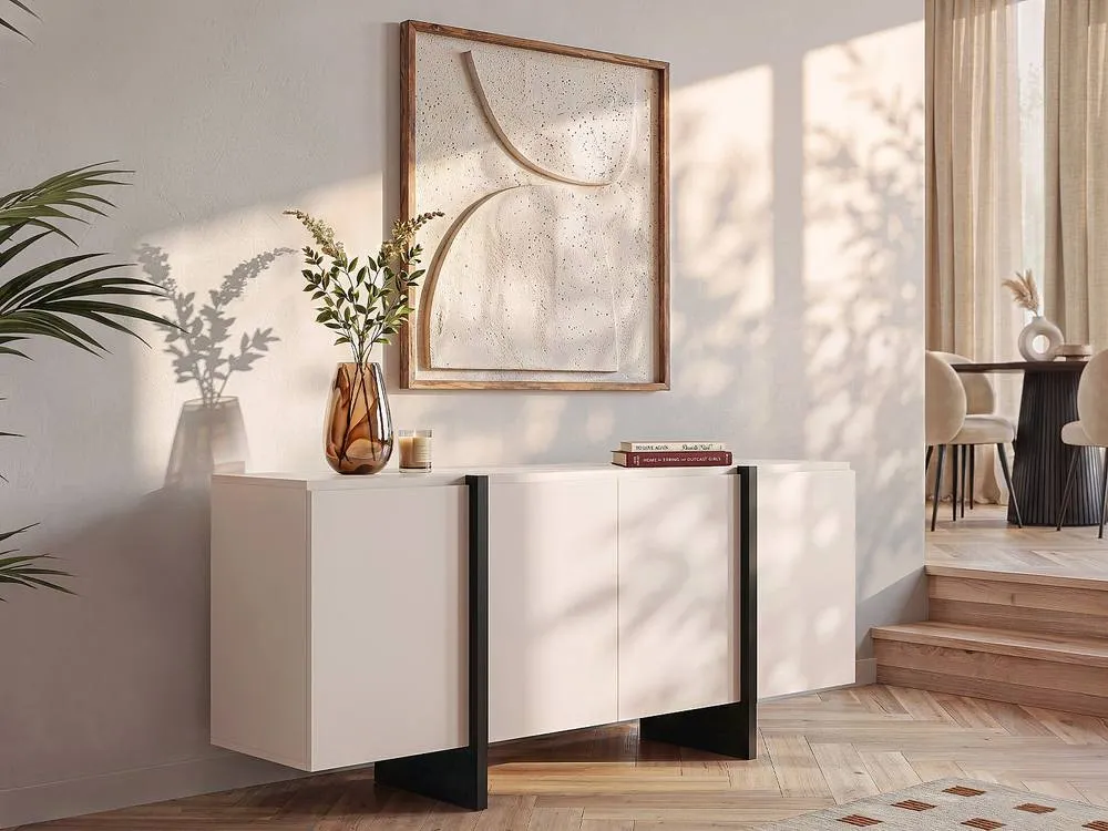 Vente-unique Sideboard With 4 Doors In MDF - Beige & Black - LUVONIA 3
