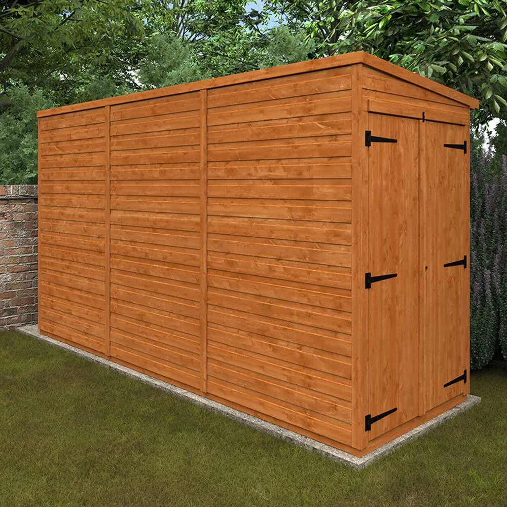 Buttercup Farm 12x4 Flex Pent Double Door Windowless 12mm Flex - L353.8xW115xH203 cm in Burnt Orange 2