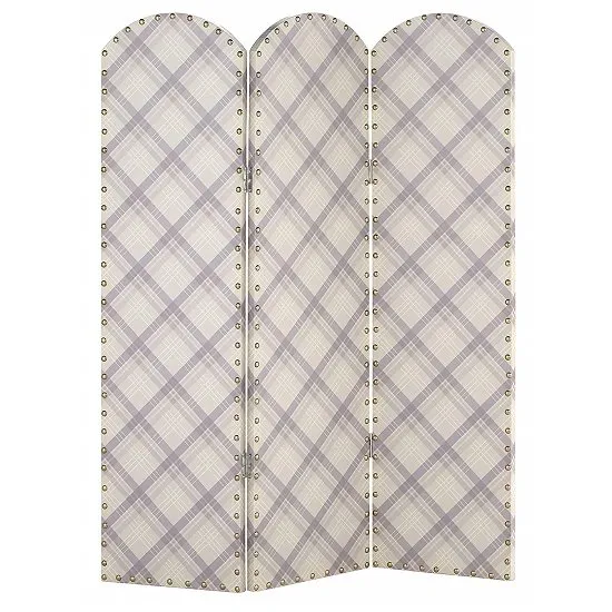 Kenmore Canvas Room Divider Screen In Tartan Plaid Design