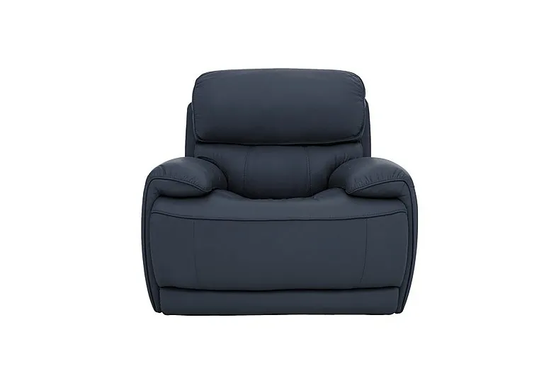 Rocco Leather Power Rocker Manual Recliner Armchair with Headrests - BV Ocean Blue