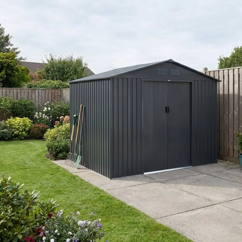 sweeek (8.7 X 10.1ft) 8.95m² Metal Garden Storage Shed in Dark Grey
