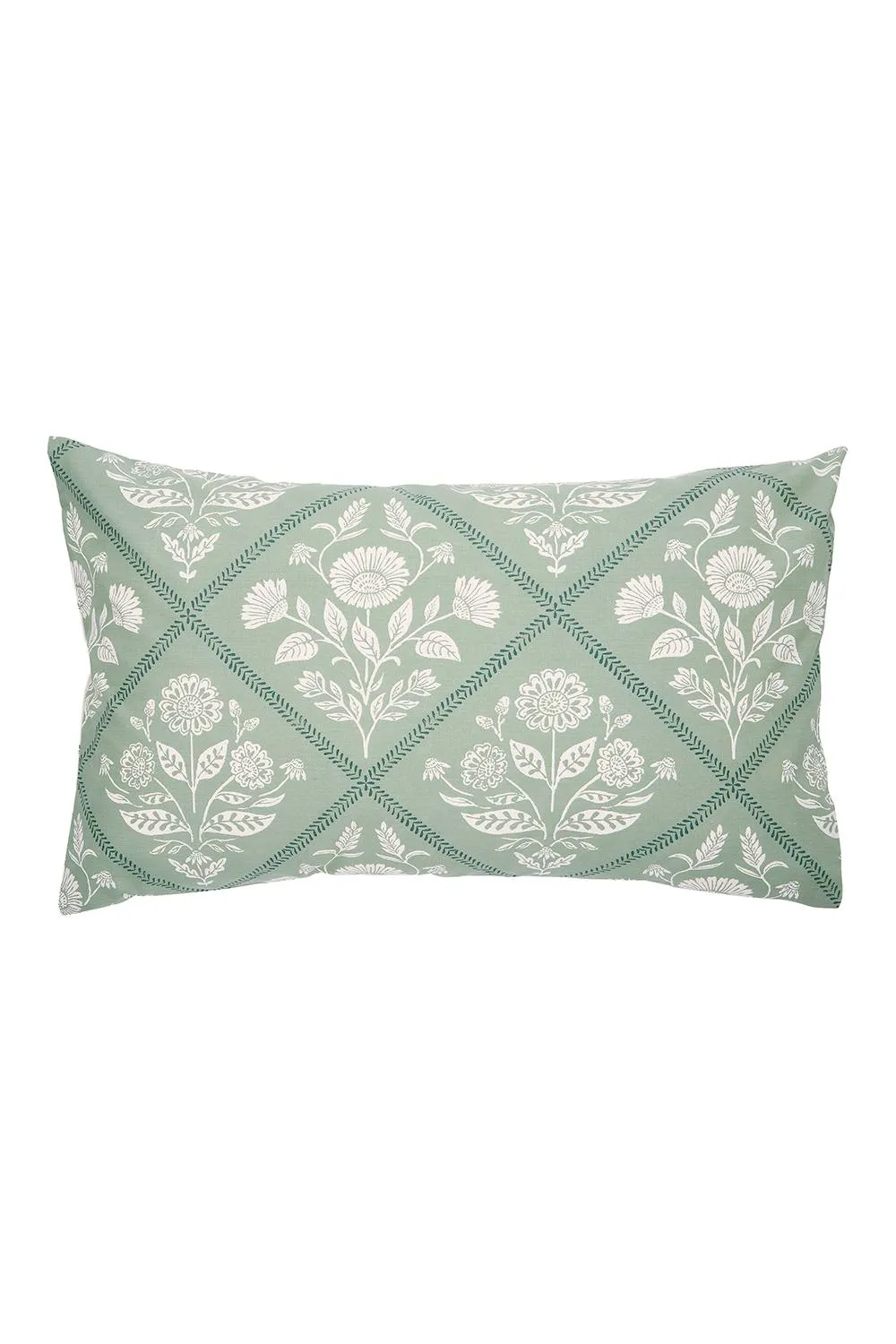 Helena Springfield 'Folk Trellis' Cotton Duvet Cover Set in Light Green 3
