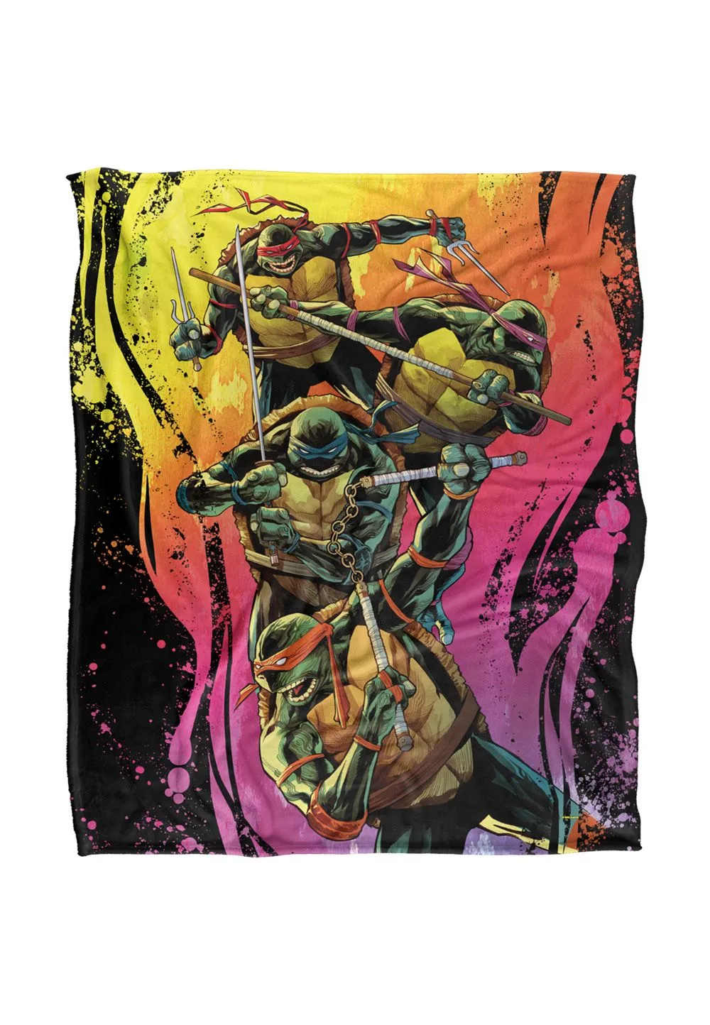 Teenage Mutant Ninja Turtles TMNT Gradient Group Splash Silky Touch Super Soft Throw Blanket 152 X 127 cm in White