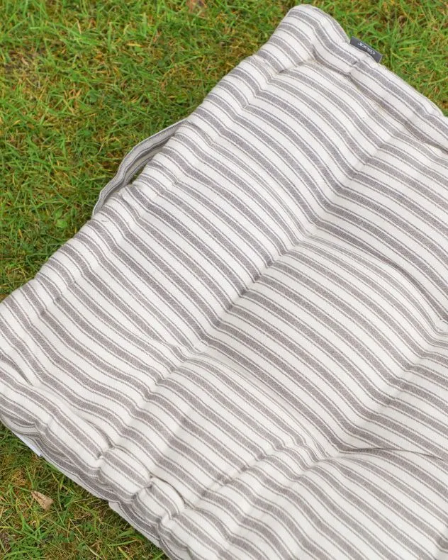 Dibor Set of 2 Grey Striped Box Outdoor Garden Chair Seat Pad Cushions L40cm x W40cm 3
