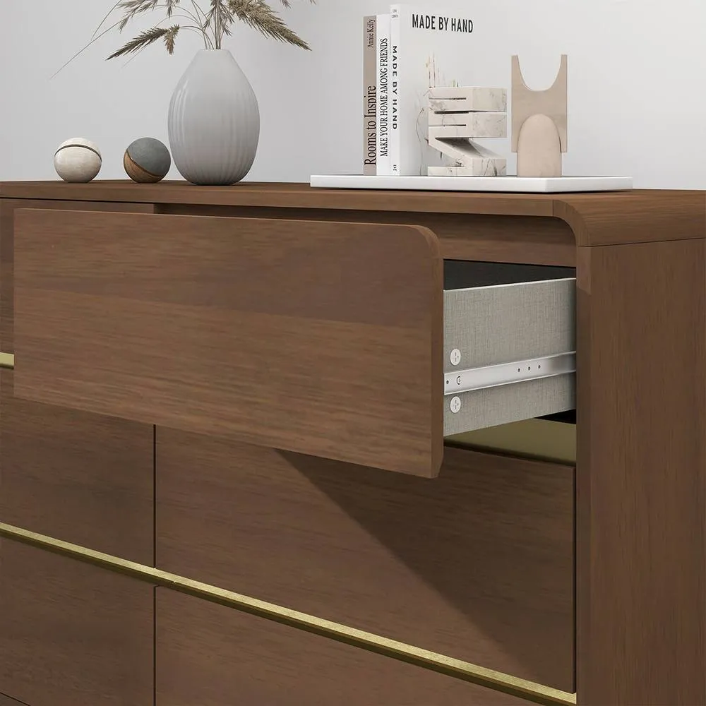 Melody Maison Walnut Brown 6 Drawer Chest Of Drawer - Meridian Walnut Range 2