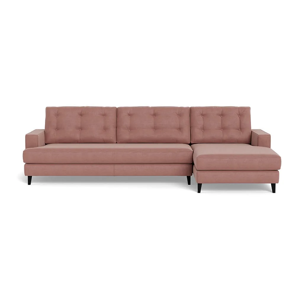 Heal's Mistral Right Hand Facing Corner Sofa Smart Luxe Velvet Dusky Pink Black Beech Feet 2