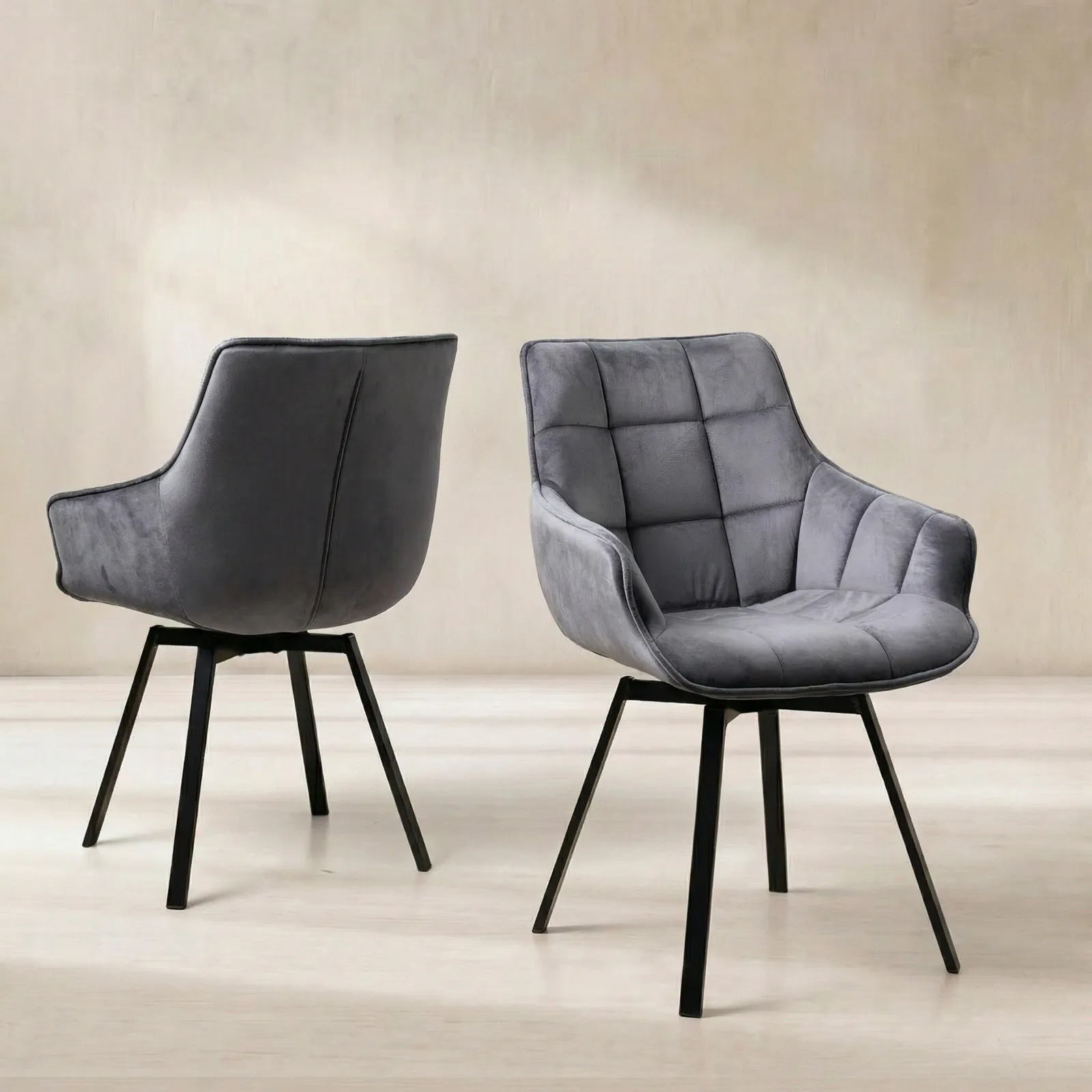 Jasper Leisure Swivel Dining Chair, Grey Velvet | Barker & Stonehouse