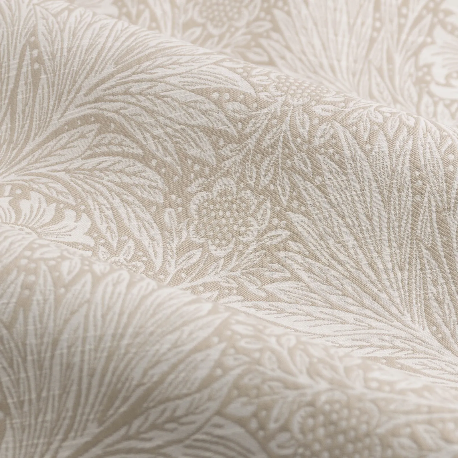 Morris & Co Marigold Jacquard Floral Room Darkening Pencil Pleat Curtains in Stone 5