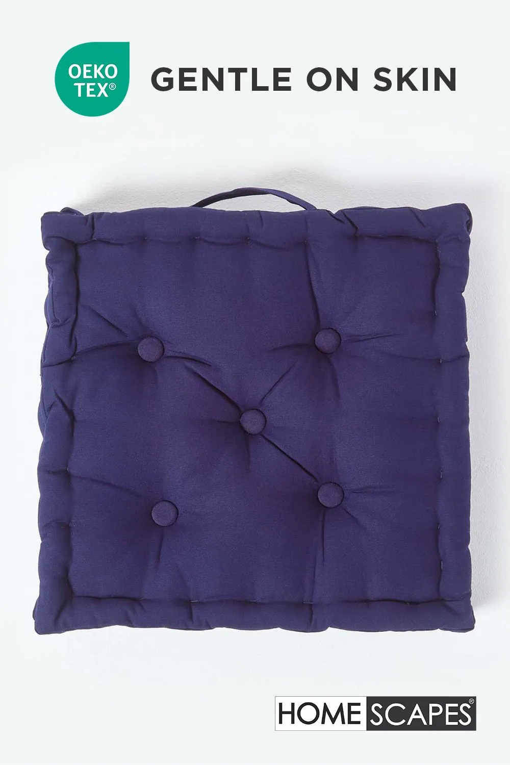 Homescapes Plain Cotton Floor Cushion in Navy 3