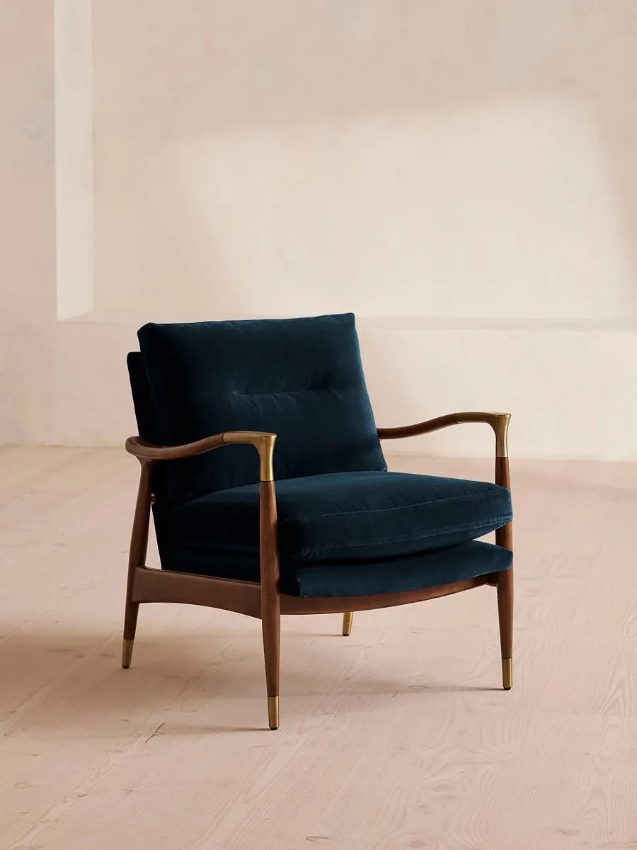 Theodore Armchair, Velvet, Royal Blue