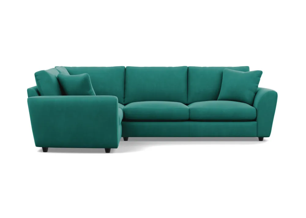 Heal's Snooze Left Hand Facing Corner Sofa Smart Velvet Green Black Feet
