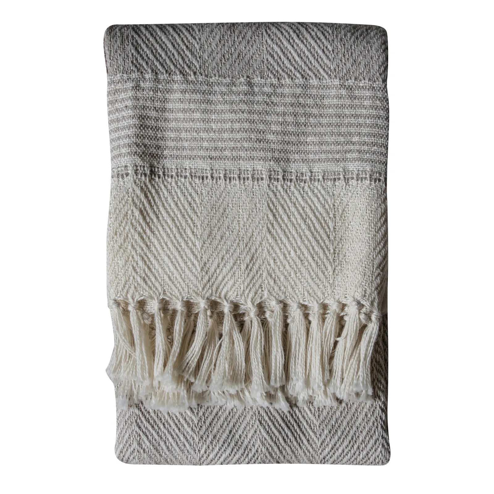 Recycled Chevron Natural 120cm x 170cm Throw Brown and Grey
