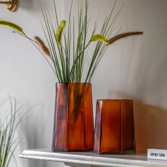 Crossland Grove Organic Faceted Hurricane Amber H200mm, Brown 5