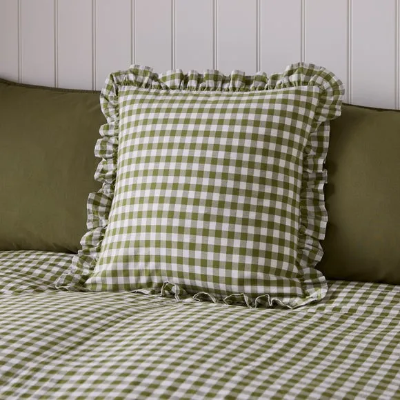 Portloe Frilled Cotton Square Cushion Cover