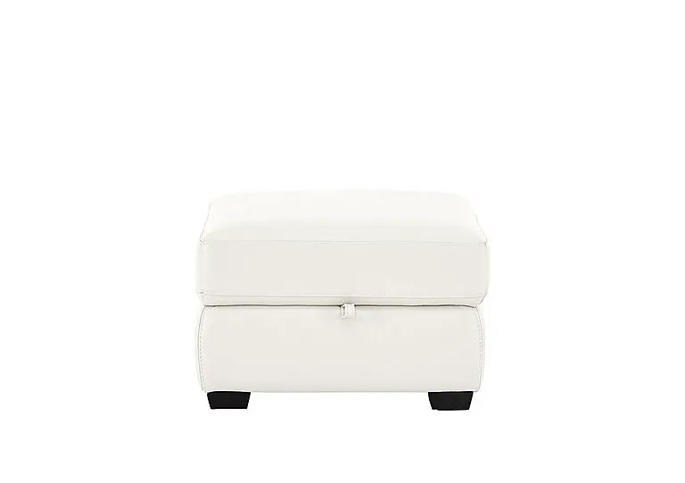 Compact Collection Petit Leather Storage Footstool - BV Star White