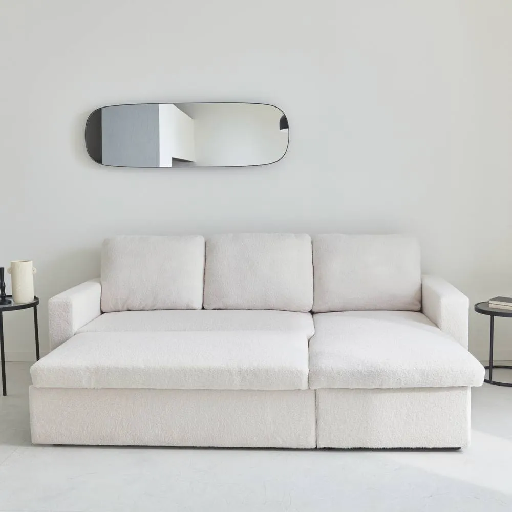 sweeek 3-seater Corner Sofa Bed In Boucle in Cream 6