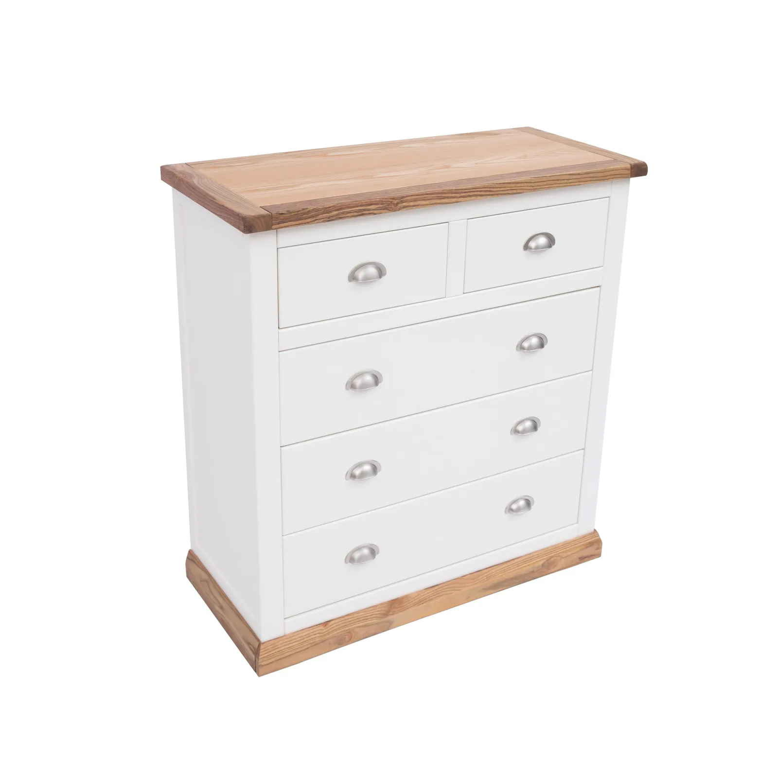 Cabinet Bits Tropea 5 Drawer Chest of Drawers Chrome Cup Handle in Off-White 3