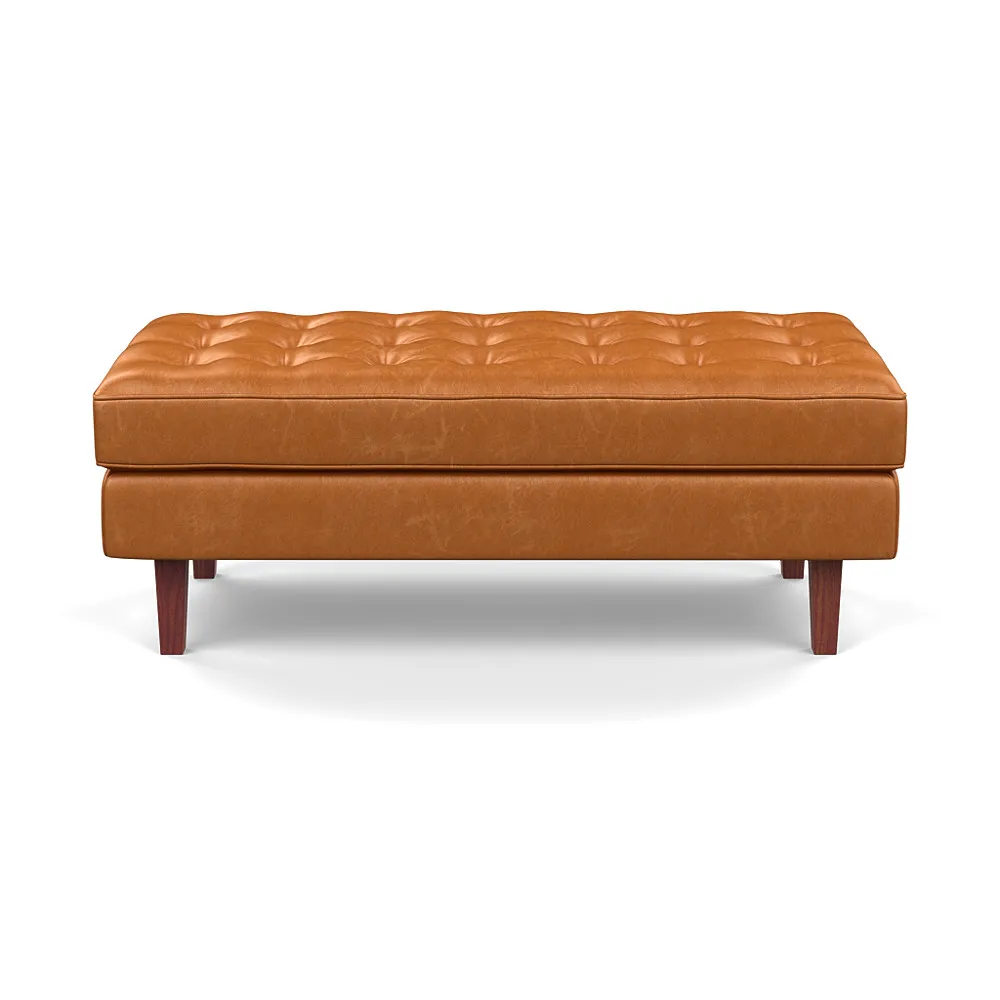 Heal's Hepburn Ottoman In Stonewash Leather Toffee 277 1