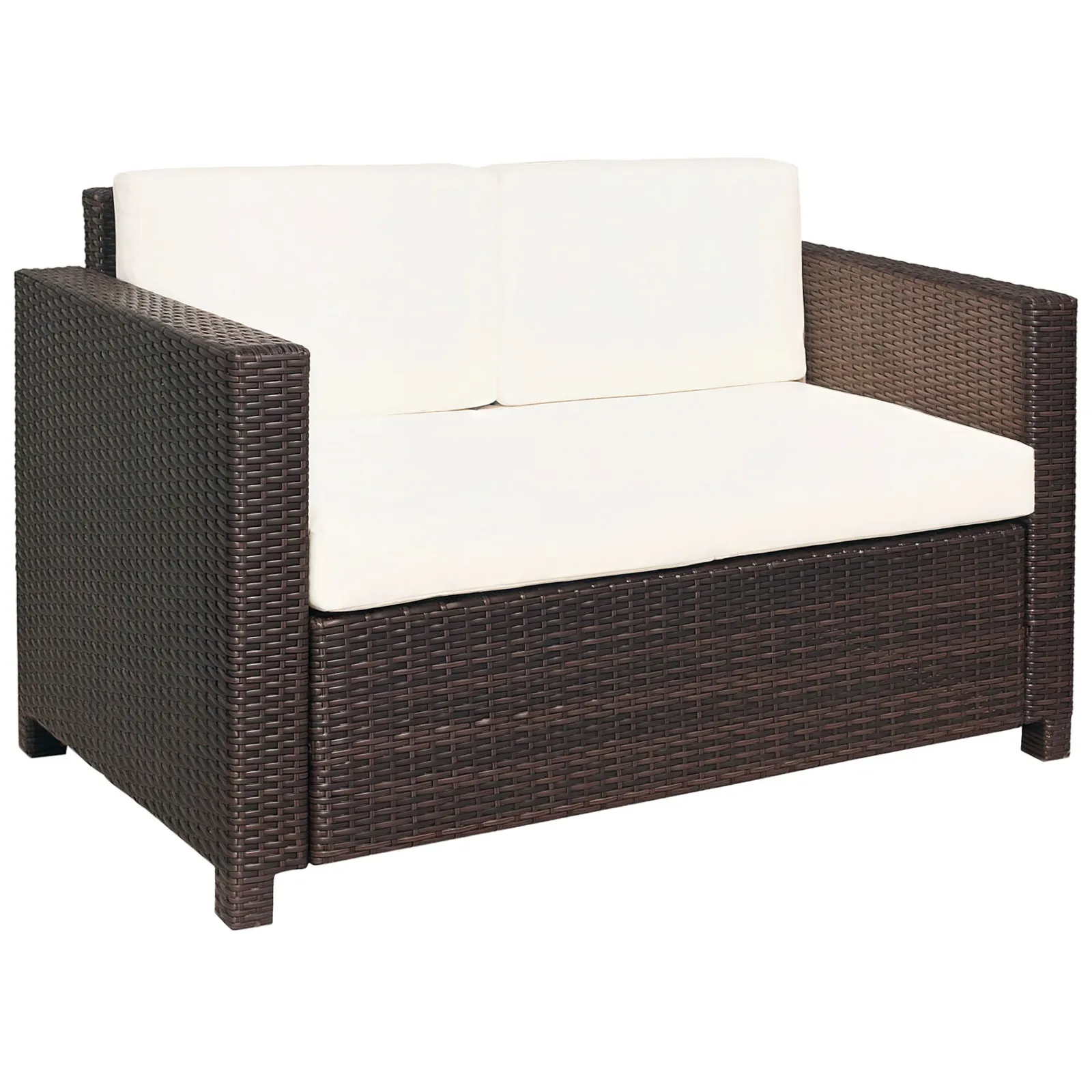 OUTSUNNY Rattan Wicker 2-seat Sofa Loveseat Padded Garden Furniture Brown 2