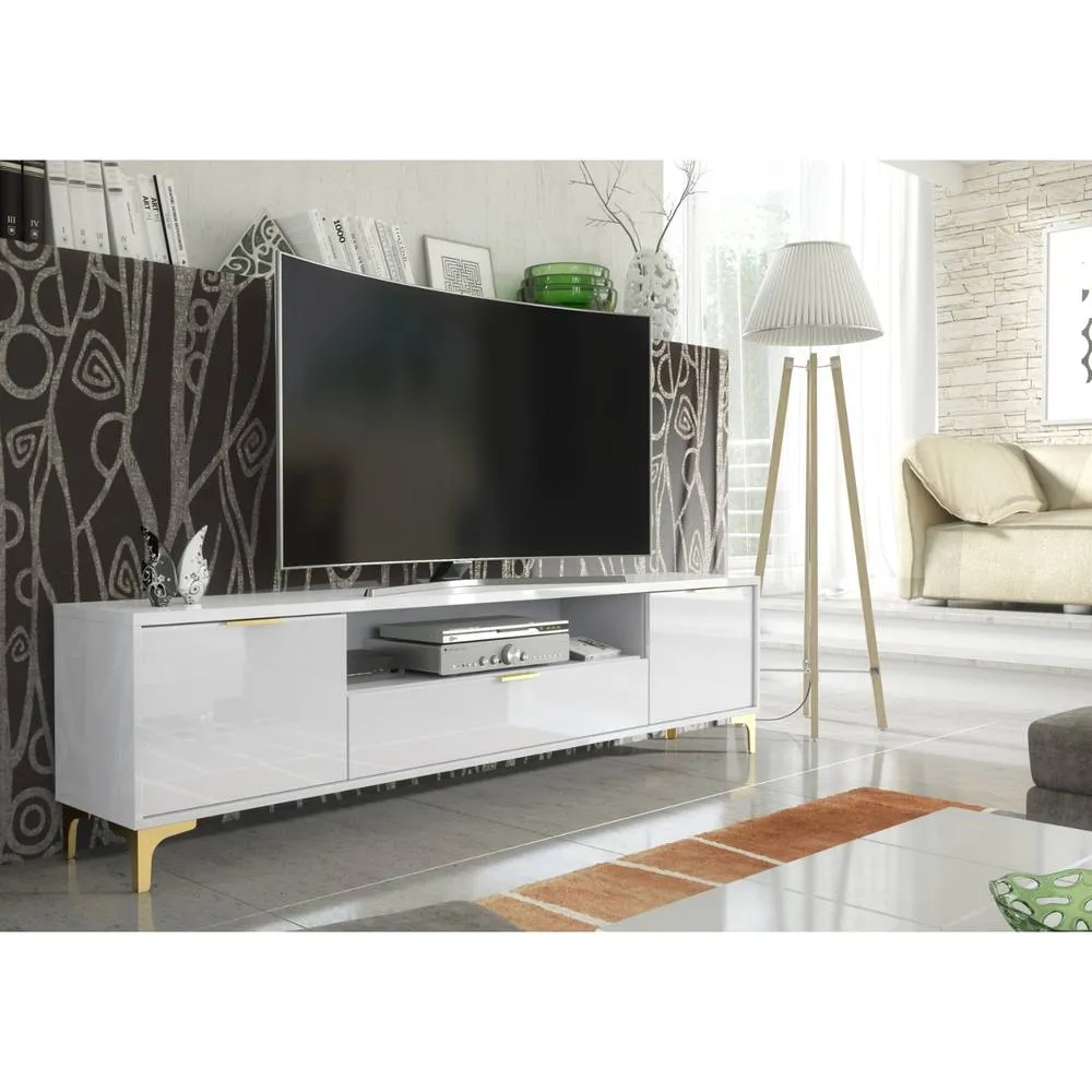 Creative Furniture Goldline Gloss TV Unit 200cm - Glossy White 2