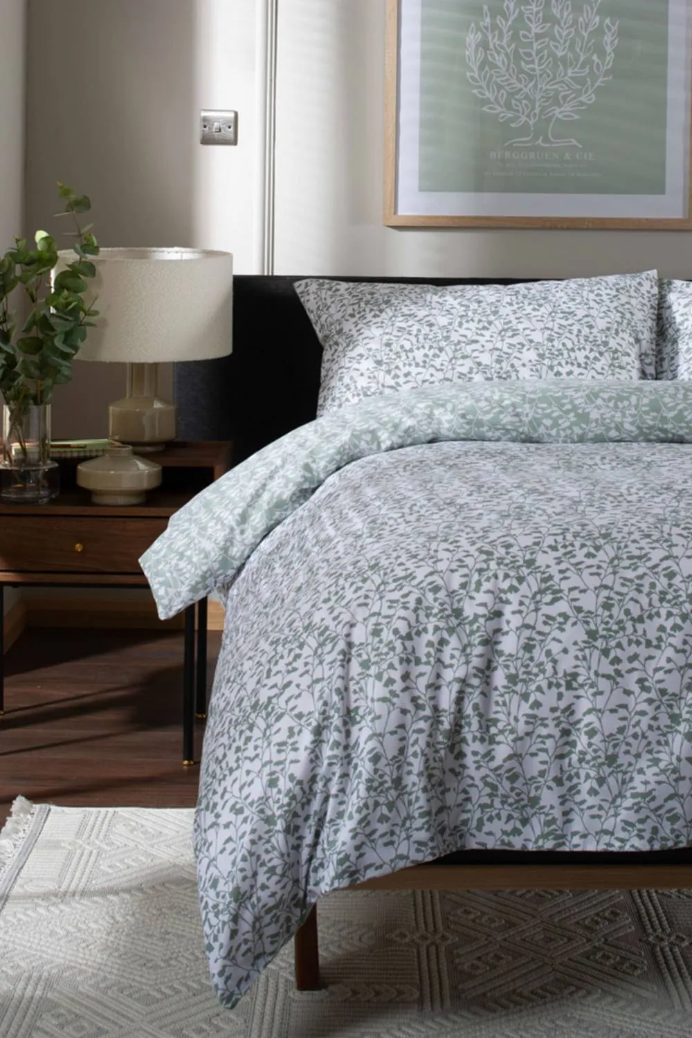 Deyongs Elsie Floral Printed Easy Care Cotton Duvet Set in Green 2