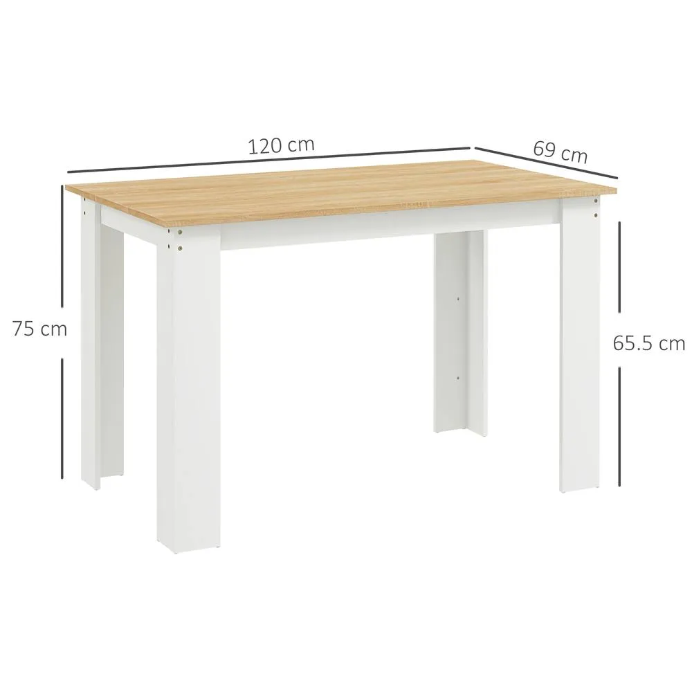 HOMCOM Dining Table for 4-6 People, Wood Effect Tabletop in Natural 3