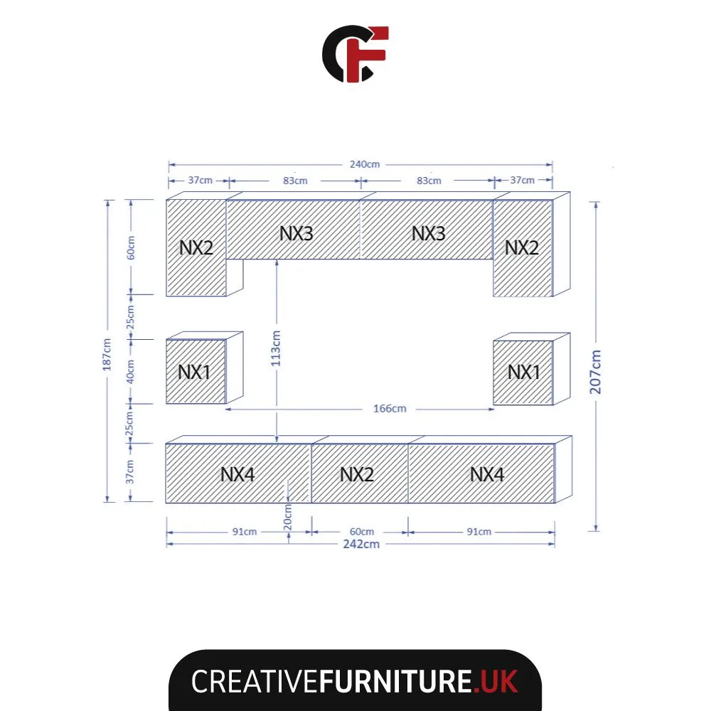 Creative Furniture Panorama Wall TV Unit - A Sleek & Modern Wall Cabinet with Gloss Doors & LED Lights in Grey 3